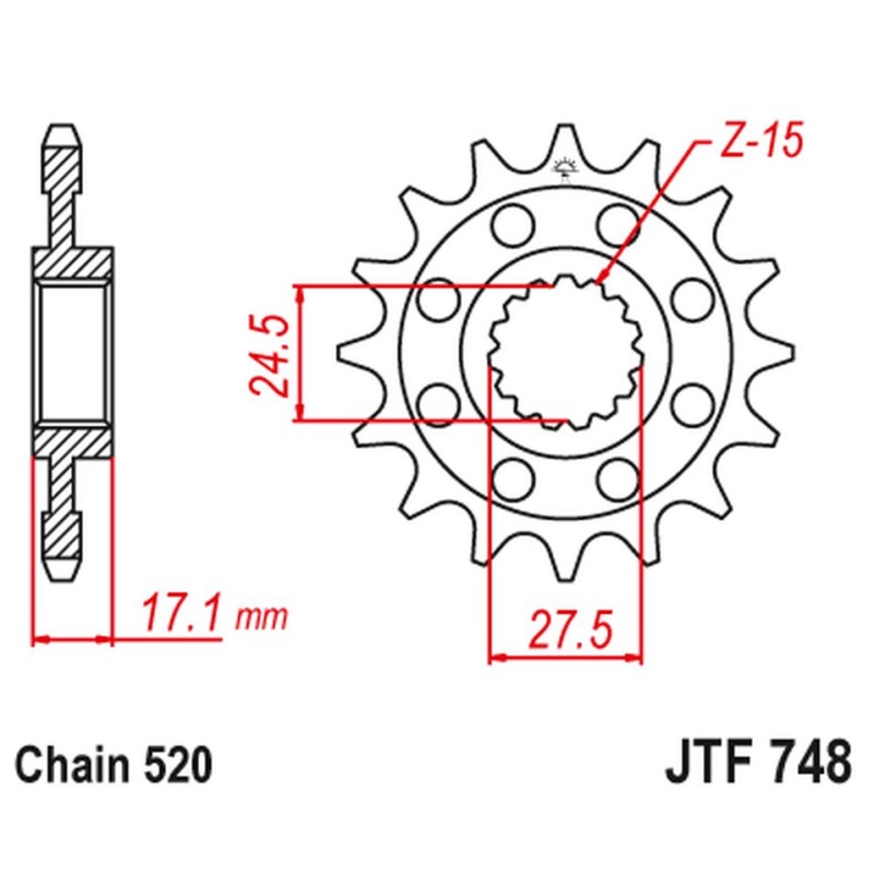 JT ZĘBATKA PRZEDNIA 2250 14 DUCATI 899 PANIGALE '14-'15, 959 PANIGALE '16-'19 - Sklep Moto