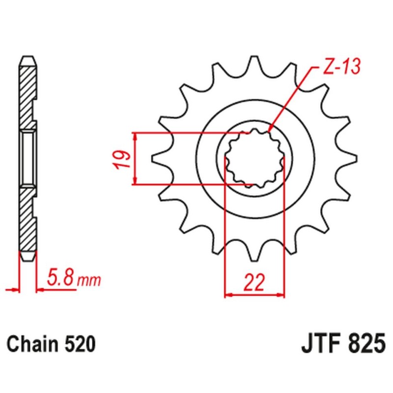 Zębatka przednia 825 13 Husqvarna TC/TE/TXC 250/310 '09-13' (82513JT) (Łańcuch 520)
