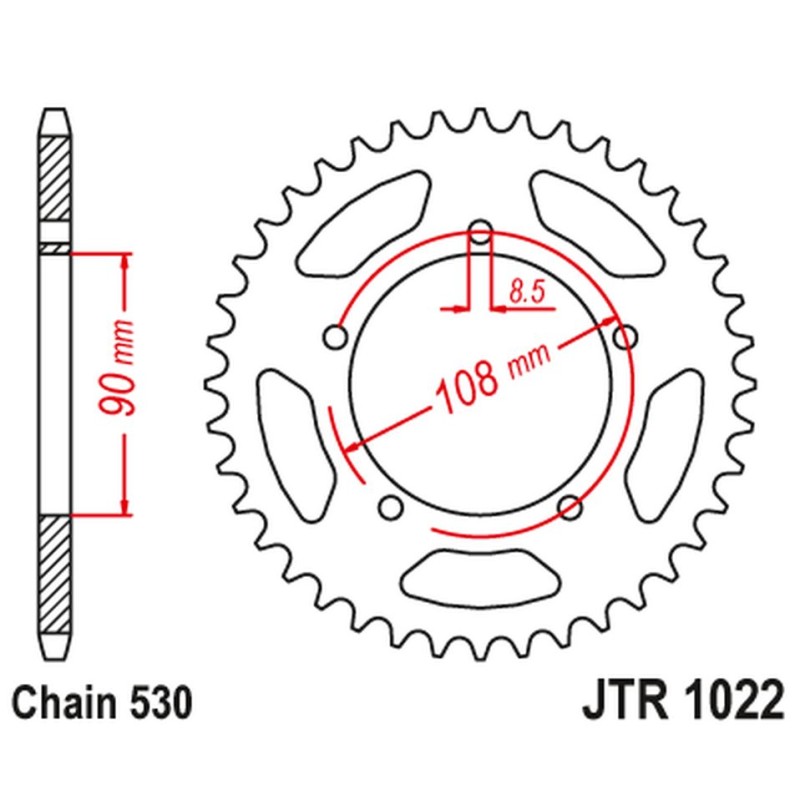 Zębatka tylna 1022 40 DUCATI 500 DESMO/ SL '79-84': 750 F1 '85-88': 900 S2 '83-85' CAGIVA 350/650 ALAZZURRA SPORTS '85