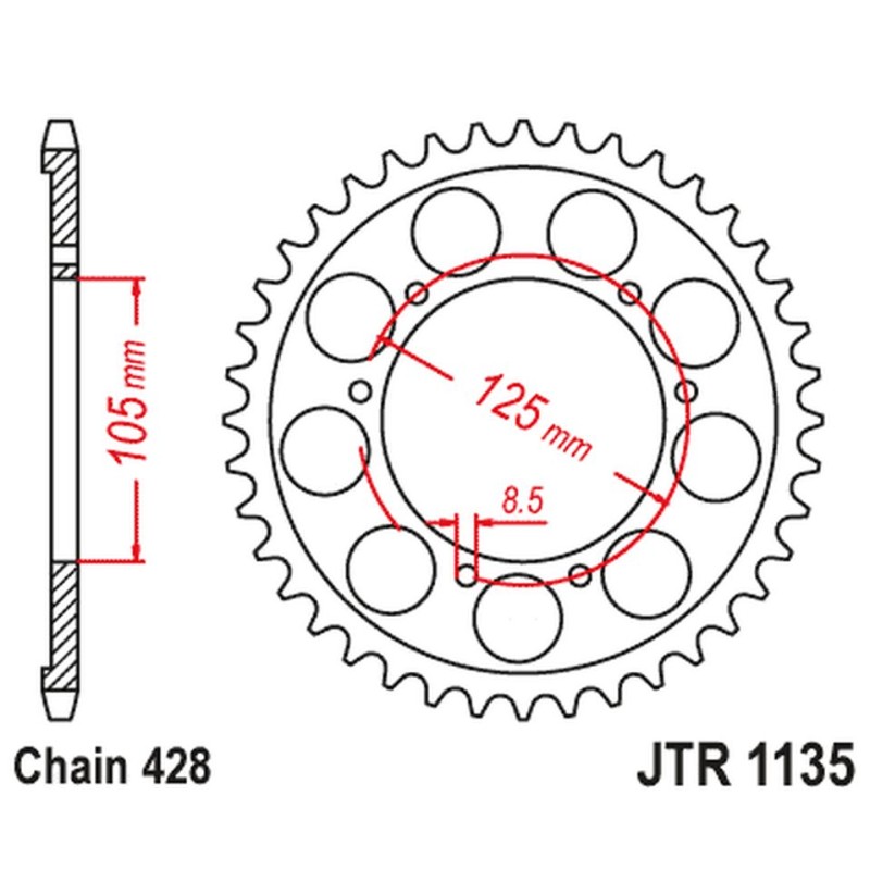 JT ZĘBATKA TYLNA APRILIA SX 125 '18-'23 (JTR1135.62) - ŁAŃC. 428