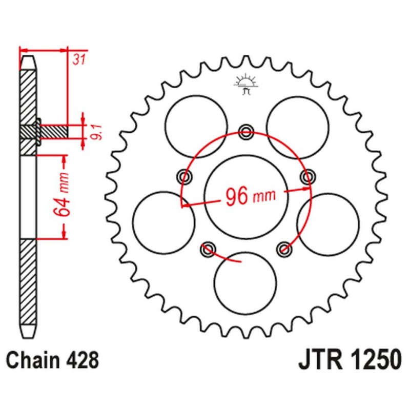 JT ZĘBATKA TYLNA JTR1250 48 HONDA NX 125 '89-90' (JTR1250.48) - ŁANC428