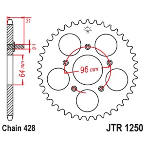 JT ZĘBATKA TYLNA JTR1250 56 HONDA NX 125 '89-90' (JTR1250.56) - ŁANC428 - NA ZAMÓWIENIE
