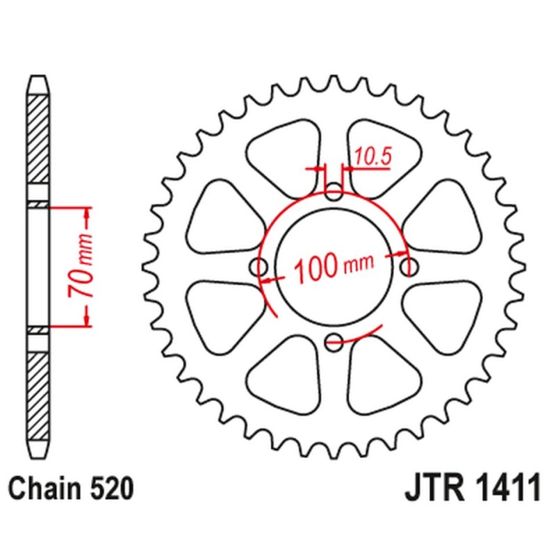 JT ZĘBATKA TYLNA 4465 50 KAWASAKI KLT 200/250 '82-85' (446550JT) (ŁAŃC.520) - na zamówienie