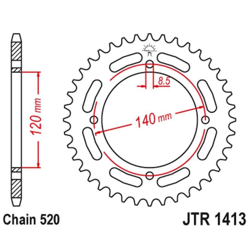 JT ZĘBATKA TYLNA 4354 39 KAWASAKI KXF A TECATE '87-88' - ŁAŃC.520 na zamówienie