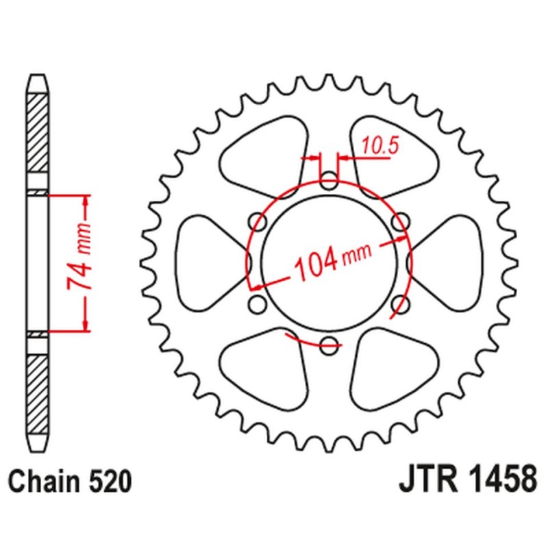 JT ZĘBATKA TYLNA 475 40 KAWASAKI KL 250 '77-78', KE 250 '77-79' - ŁAŃC520