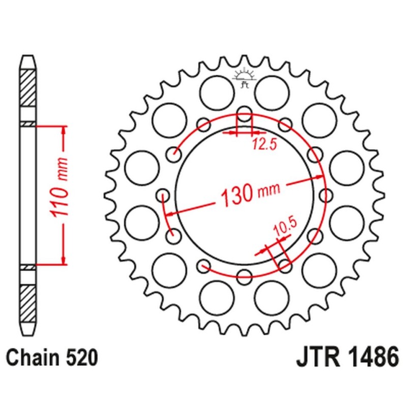 Zębatka tylna 504 42 Honda TRX 200 '90-97', Kawasaki EL 250 '88-03' (50442JT) (łańc.520)