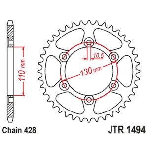 JT ZĘBATKA TYLNA 1494 56 KAWASAKI NINJA 125/Z 125 '19 - ŁAŃCUCH 428