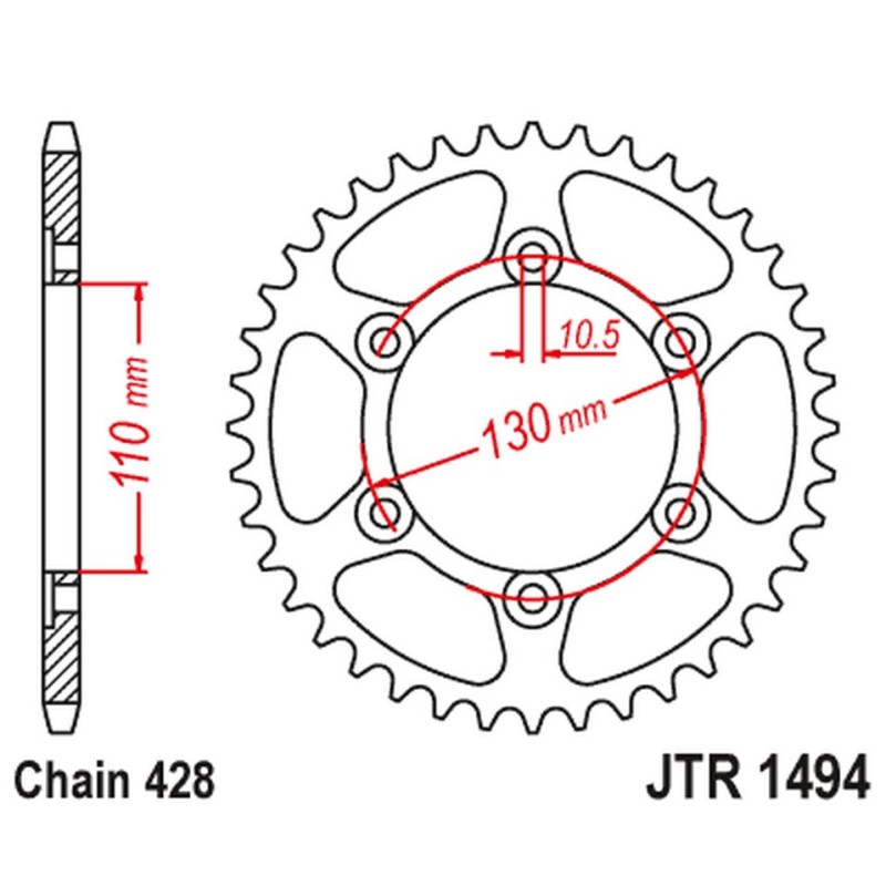 JT ZĘBATKA TYLNA 1494 56 KAWASAKI NINJA 125/Z 125 '19 - ŁAŃCUCH 428
