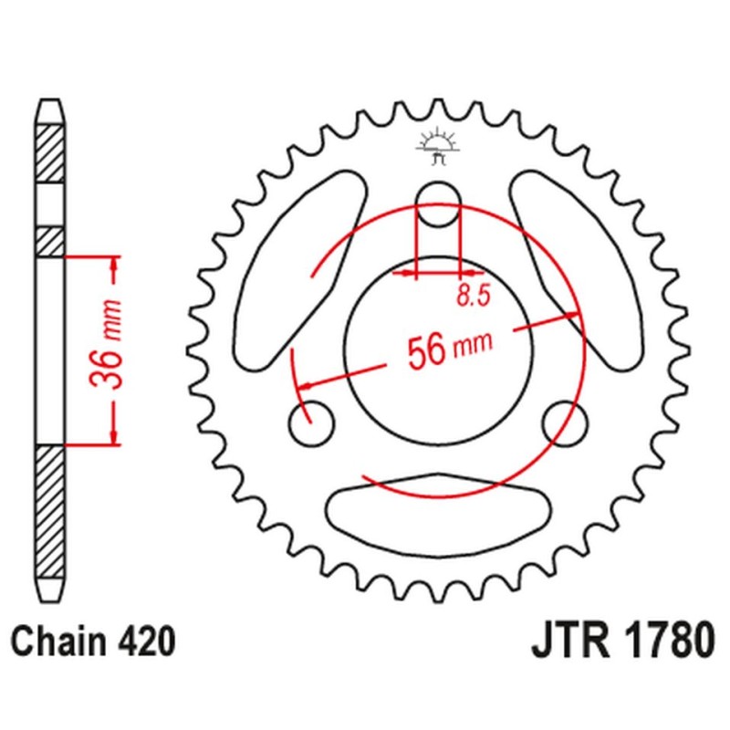 JT ZĘBATKA TYLNA KAWASAKI KDX 50 '03-06', SUZUKI JR 50 '85-06' (ŁAŃC.420) - najlepsza jakość w atrakcyjnej cenie