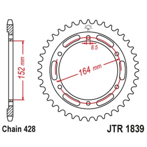 JT ZĘBATKA TYLNA 841 55 YAMAHA SR 400 (2RD) '91-00', SR 500 '91-00'