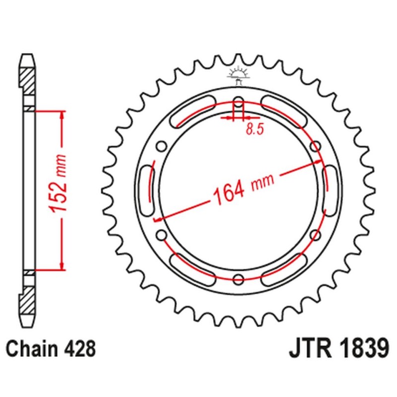 JT ZĘBATKA TYLNA 841 56 YAMAHA SR 400 (2RD) '91-00', SR 500 '91-00' - Łańcuch 428