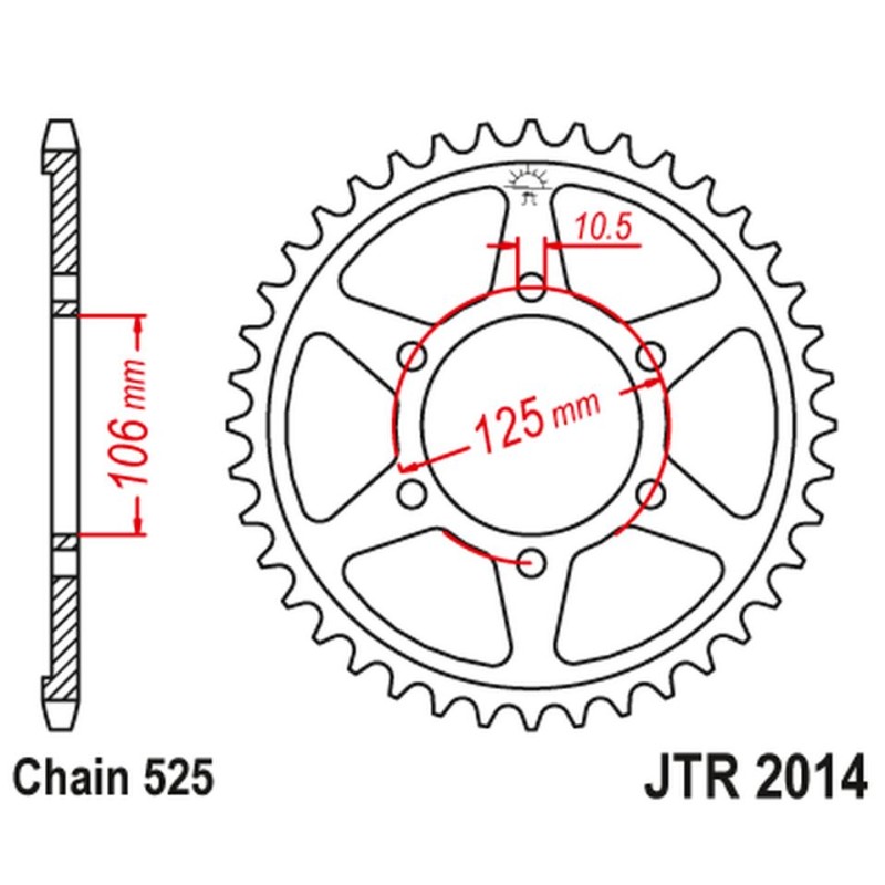 Zębatka tylna do motocykla Triumph 675 '06-'16 - 452939JT (Łańcuch 525)