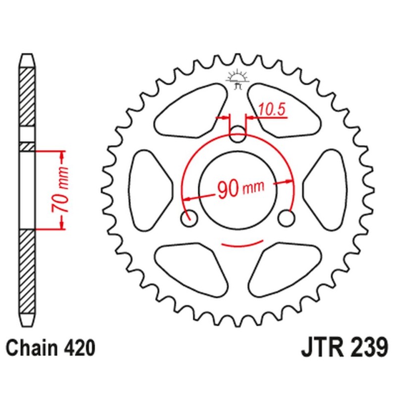 JT ZĘBATKA TYLNA 239 42 HONDA MTX 80R '83-'86, MBX 50 (23942JT) (ŁAŃC. 420)