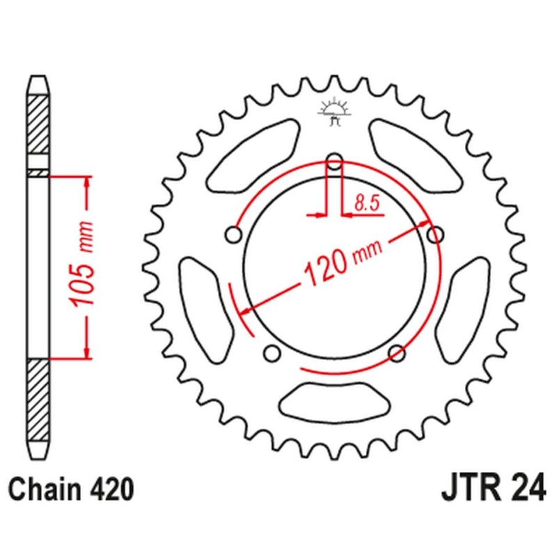 Zębatka tylna do Aprilii 50RX i 50SM - 3565M55JT (Łańcuch 420)