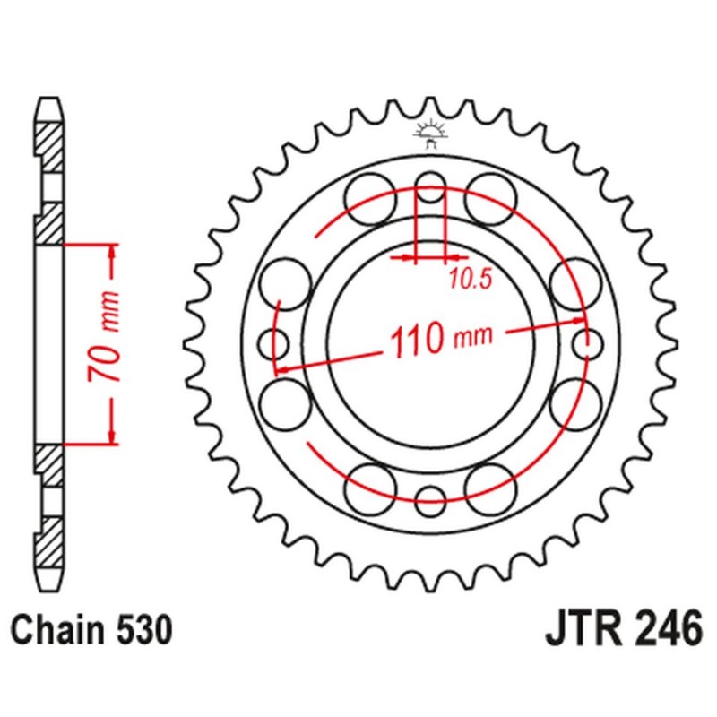 Zębatka tylna JT 246 37 Honda CB 250 N '78-82' CM/CB 400 N/T/A '78-83' (24637JT) (Łańc.530)