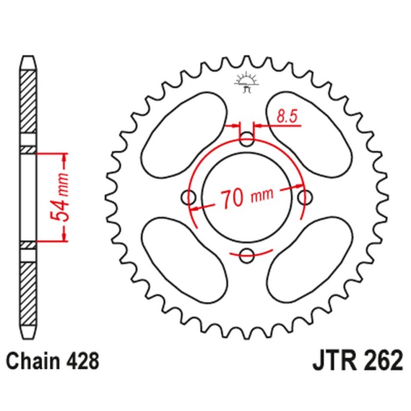 JT ZĘBATKA TYLNA 262 40 HONDA C 90 \'75-82\' (26240JT) (ŁAŃC.428) - Sklep Motoryzacyjny