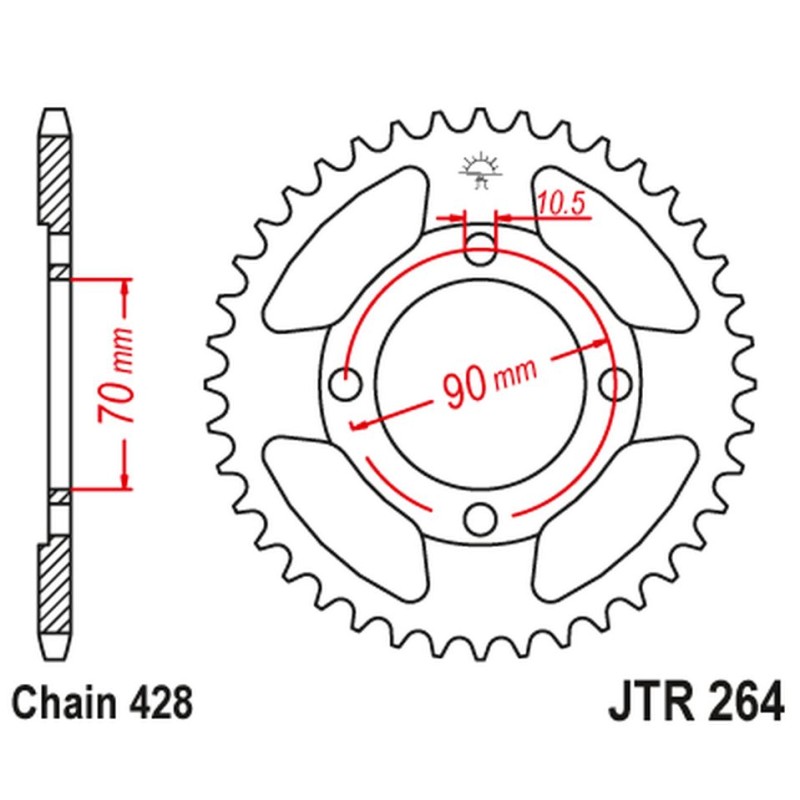 Zębatka tylna JT JTR264 45 do HONDA CT 110 '99-00' (26445JT) (Łańc.428)