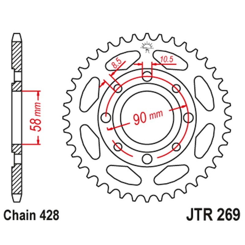 JT ZĘBATKA TYLNA 269 40 HONDA CG 125, CM 125, CB 125T, DAELIM VC 125