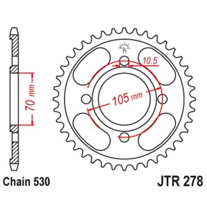 JT ZĘBATKA TYLNA 278 36 HONDA CB 250 '73-77',CJ 250 '76-79', CB 360/400 '75-79' (ŁAŃC.530)