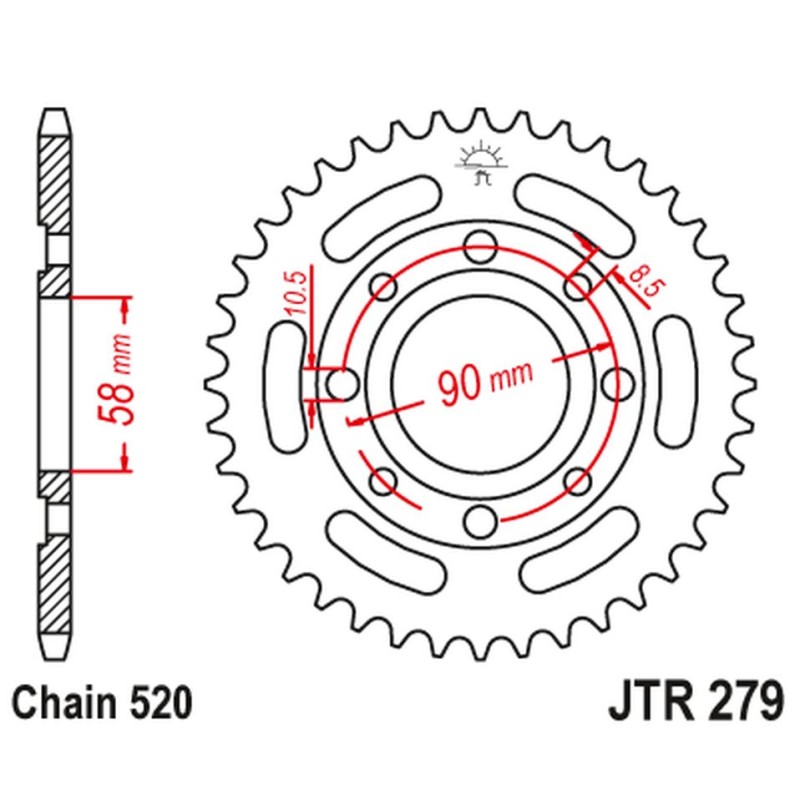 JT ZĘBATKA TYLNA 279 32 HONDA CB 250 TWO FIFTY, NIGHTHAWK '92-'02, CMX250 REBEL (27932JT)