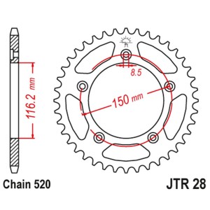 JT ZĘBATKA TYLNA 4329 42 APRILIA RS 250 '95-04' - ŁAŃC.520