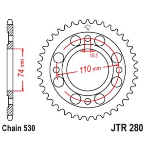 Zębatka tylna do HONDA CB 500 T '75-77' (28033JT) - Łańcuch 520