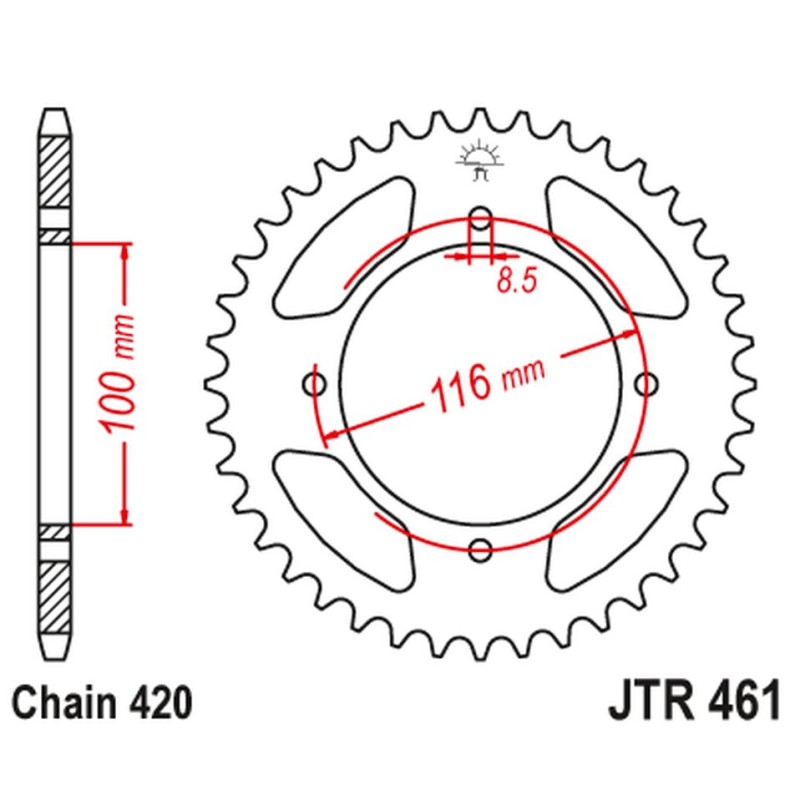 Zębatka tylna 467 47 Kawasaki KX 80/85 '86-'17 (46747JT) (Łańc. 420)