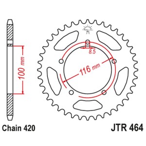 Zębatka tylna 464 50 Kawasaki KX 60 '83-03', KX 80 '83-85' (46450JT) (Łańc.420)