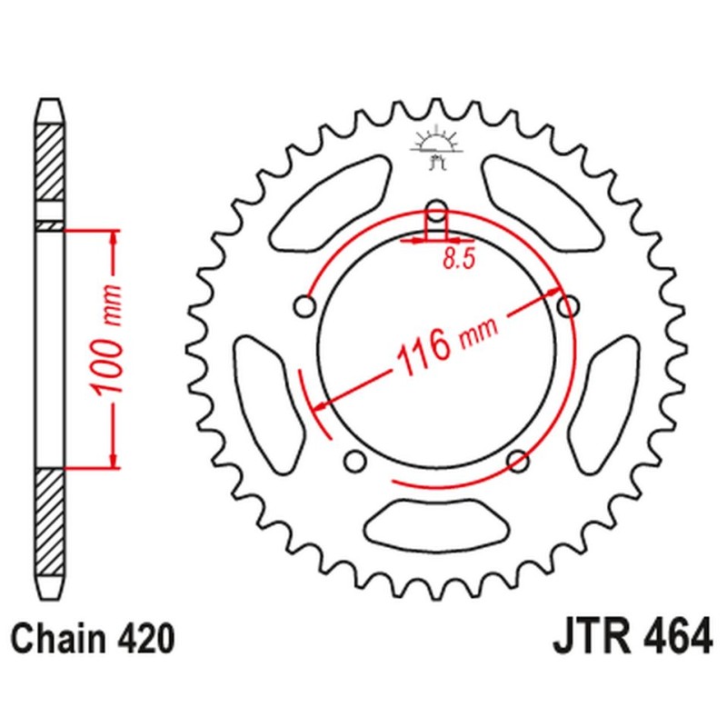 Zębatka tylna 464 50 Kawasaki KX 60 '83-03', KX 80 '83-85' (46450JT) (Łańc.420)