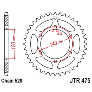 JT ZĘBATKA TYLNA 475 45 KAWASAKI KL 250 '79-05', KV 250 '85-86' - ŁAŃC520