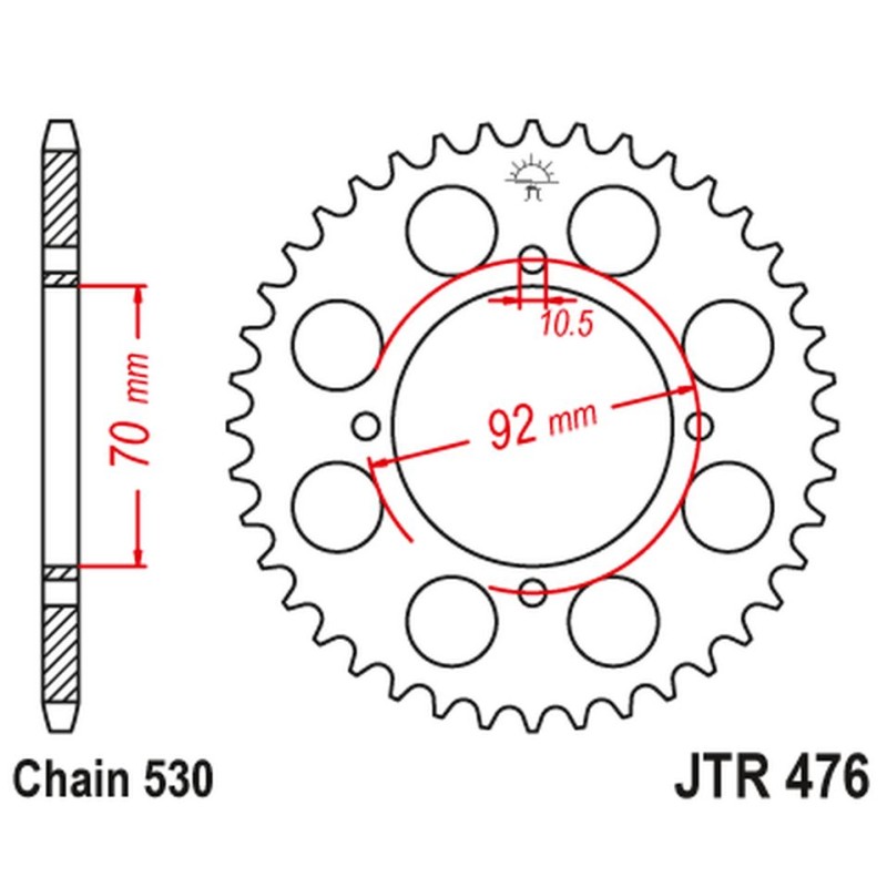 JT ZĘBATKA TYLNA 476 41 KAWASAKI GPZ 250 '83-85', Z 250/400/440/500/550 '78-85' (47641JT) (ŁAŃC.530) - na zamówienie