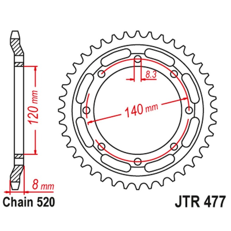 Zębatka tylna 506 43 Kawasaki KLR 600 '84-90' (50643JT) (Łańcuch 520)