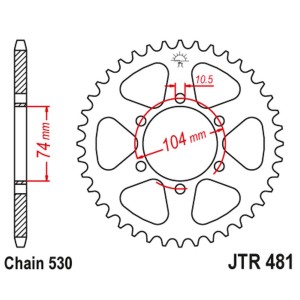 JT ZĘBATKA TYLNA 481 45 KAWASAKI Z 400/550 '80-83', Z 650 '79', KH 500 '72-75' (48145JT) (ŁAŃC.530) NA ZAMÓWIENIE
