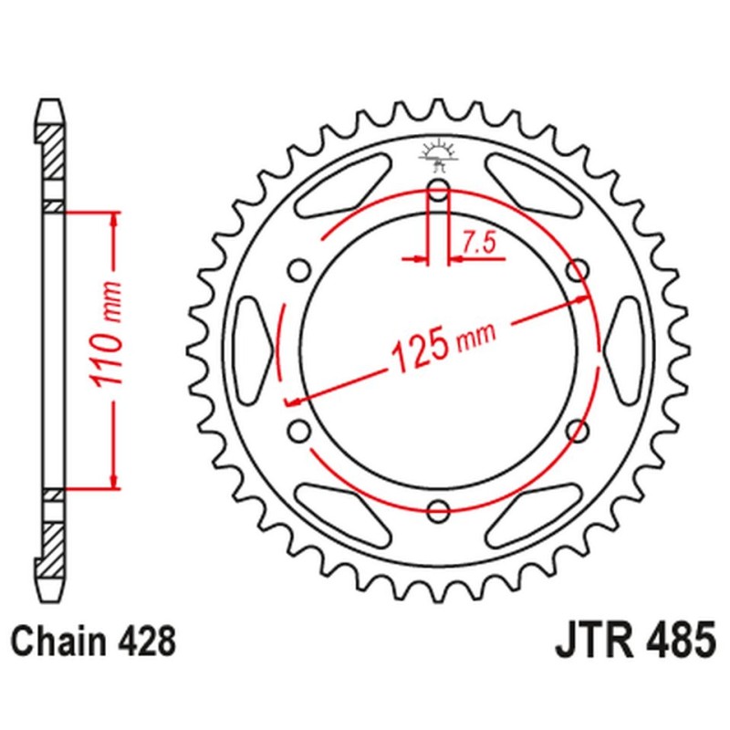 Zębatka tylna 48548JT do Gilera 125 KK/KZ '06-89' i 125 Cougar '01' (Łańcuch 428)