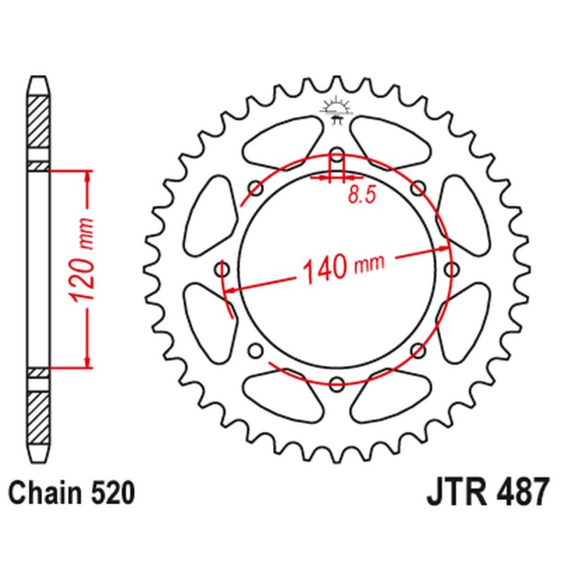 Zębatka tylna JT 491 47 Kawasaki KLE 500 '97-'05 (+1) (49147JT) (Łańc. 520)