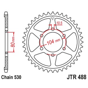 JT ZĘBATKA TYLNA 488 47 KAWASAKI ZX 12R '00-'05 (+1), ZXR 750 H2 '90 (+1)