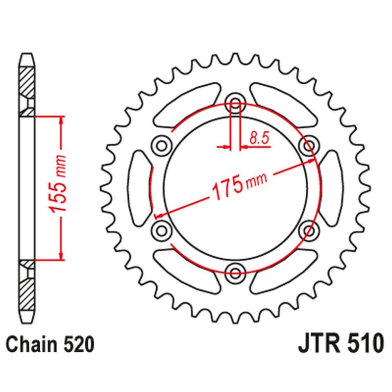 JT ZĘBATKA TYLNA 1503 46 HUSQVARNA 125/250 WRK '88-89', CAGIVA 125/250 WMX '85-88' (150346JT)