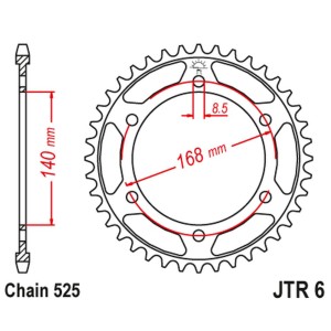 JT ZĘBATKA TYLNA 4550 42 BMW F800R (OTWÓR NA ŚRUBĘ 8,5MM) (455042JT)