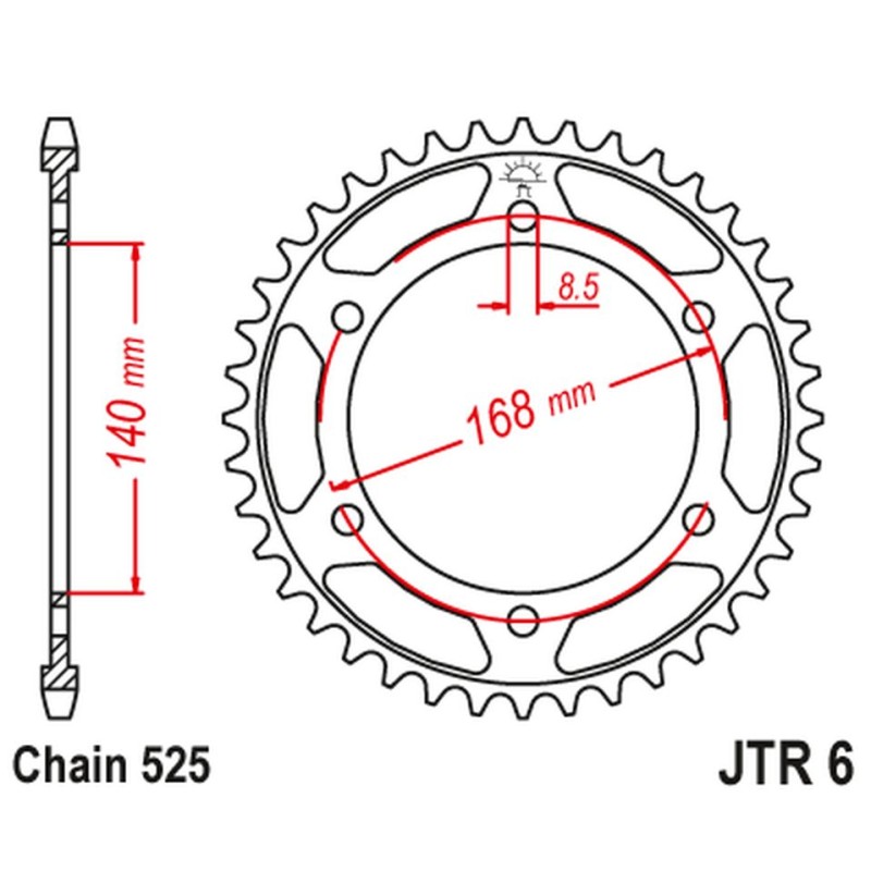 JT ZĘBATKA TYLNA 4550 42 BMW F800R (OTWÓR NA ŚRUBĘ 8,5MM) (455042JT)