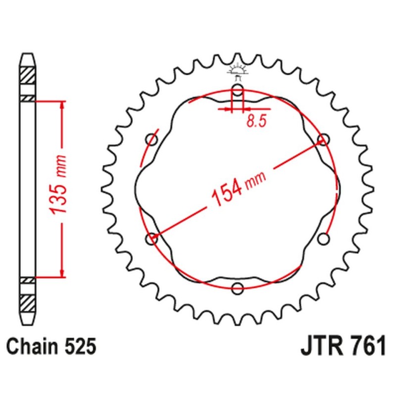 Zębatka tylna do Ducati Monster 1200/S, Panigale 1103, Panigale 1199/1299, Diavel 1198 - JT 4522 38