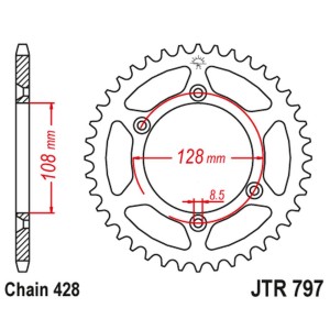 JT ZĘBATKA TYLNA 4488 51 KAWASAKI KLX 125 '03-06, SUZUKI DR-Z 125 '03-20 (448851JT) (ŁAŃC. 428)