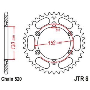 Zębatka tylna 4500 51 BMWG 450X '08-11 (450051JT) - Łańcuch 520
