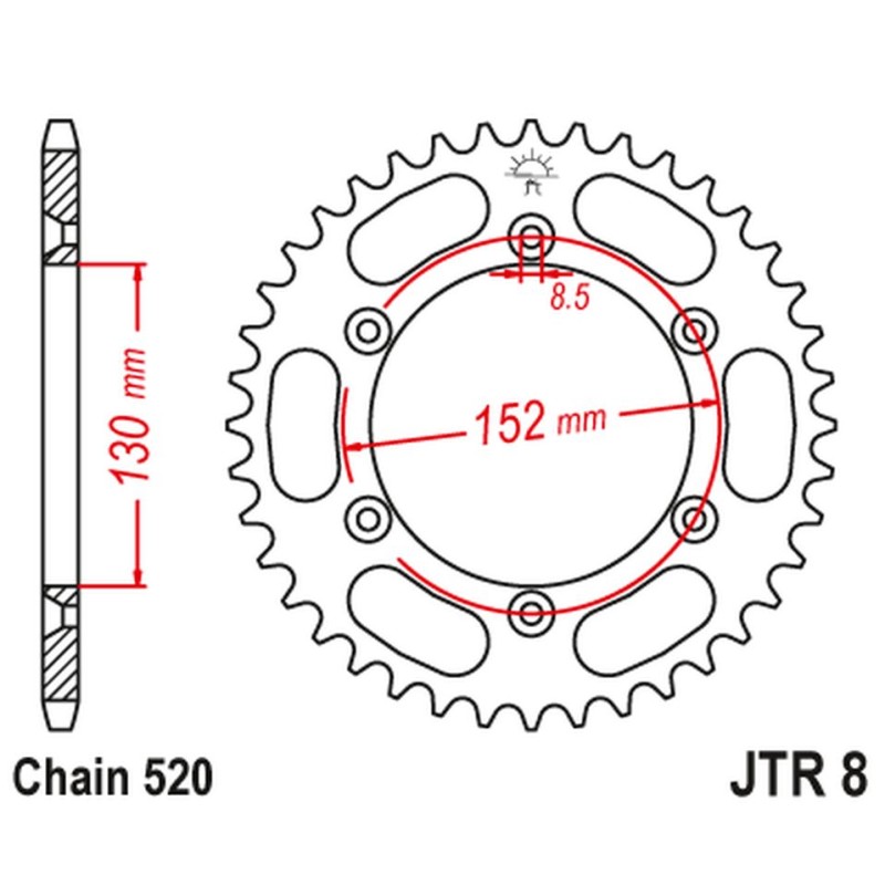 Zębatka tylna 4500 51 BMWG 450X '08-11 (450051JT) - Łańcuch 520