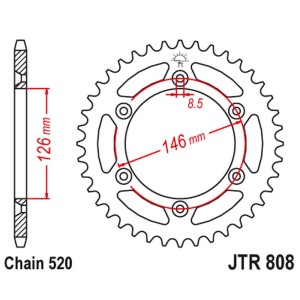 Zębatka tylna 808 52 do Suzuki RM/RMZ '80-'20 (80852JT) - Łańcuch 520