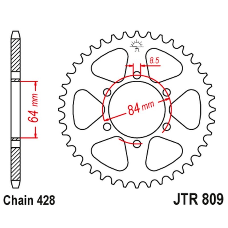 Zębatka tylna 809 47 JT do Suzuki TC 100, TS 100, DR 125, SP 125 (Łańcuch 428)
