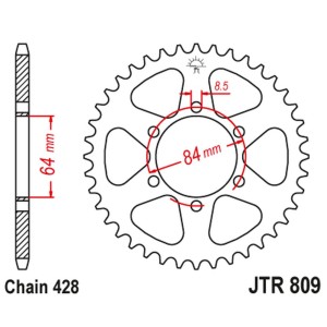 Zębatka tylna 809 51 Kreidler 125 Supermoto '07-08, TS 125 '73-77 (JTR809.51)