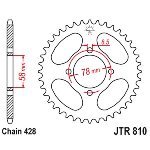 JT ZĘBATKA TYLNA 810 36 SUZUKI GN 125 '82-'00 - Sklep motocyklowy