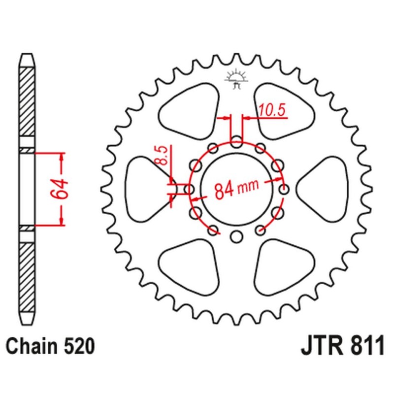 JT ZĘBATKA TYLNA 811 48 SUZUKI TF 185 '81-, DR 200 '86-91 (81148JT) (ŁAŃC. 520)