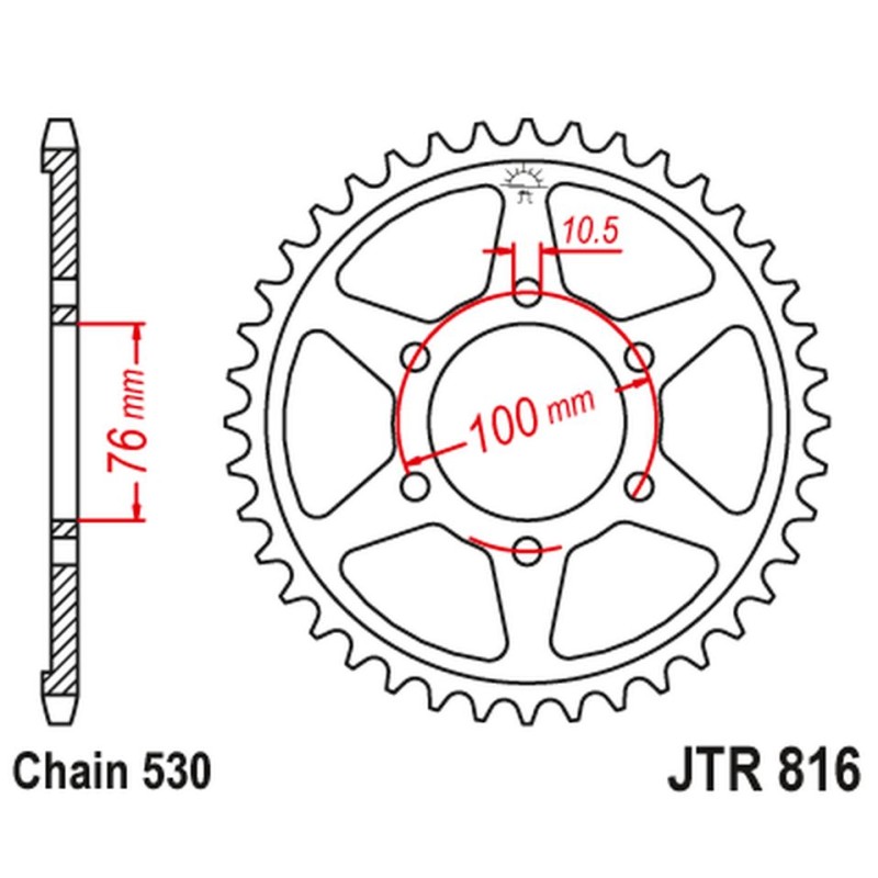 JT ZĘBATKA TYLNA 816 45 SUZUKI GSXR1100, GSXR750 (92-95) - Czarna zamiennik
