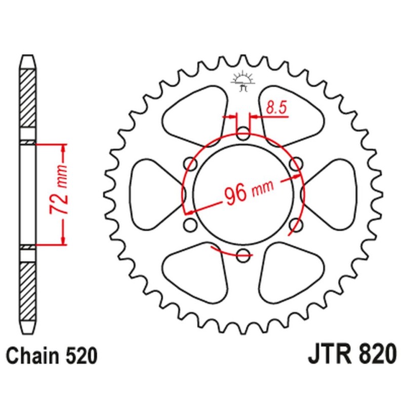 JT ZĘBATKA TYLNA 829 42 SUZUKI DR 250 '82-87, SP 250 '82-85, DR 370 '78-79, SP 370 '77-82 (82942JT) - ŁANC. 520